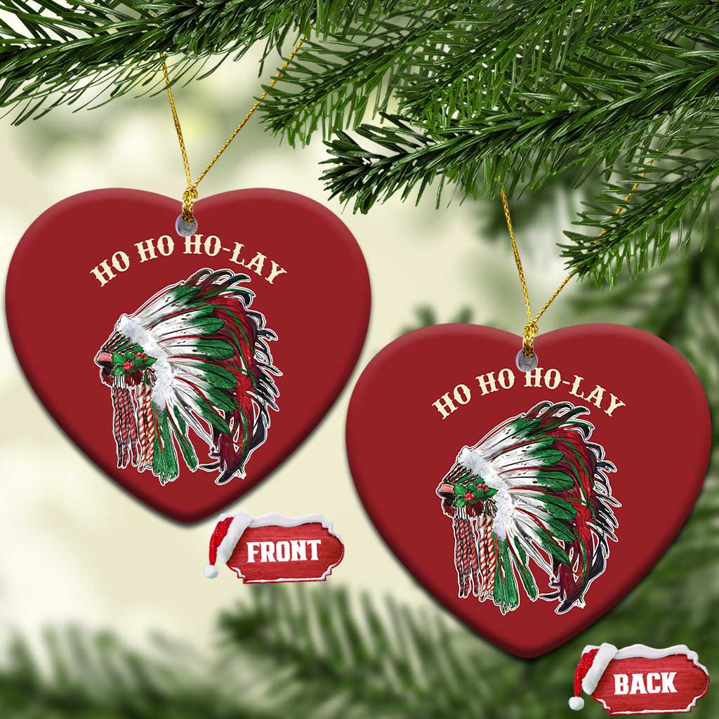 Funny Xmas Native American Christmas Ornament Ho Ho Ho Lay Vintage War Bonnet TS11