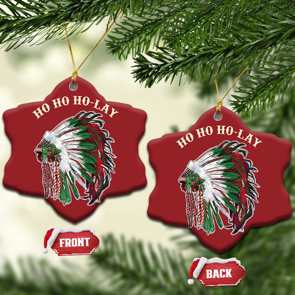 Funny Xmas Native American Christmas Ornament Ho Ho Ho Lay Vintage War Bonnet TS11