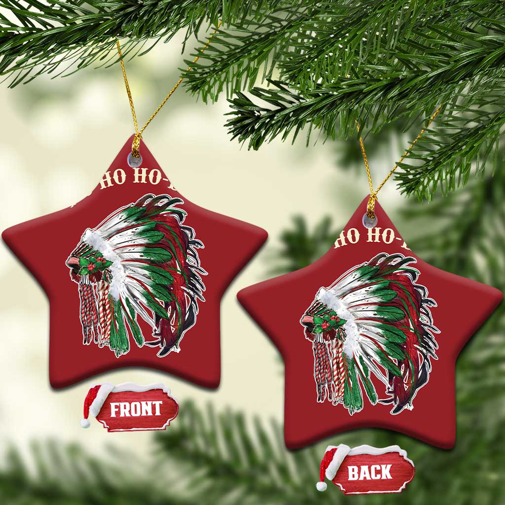 Funny Xmas Native American Christmas Ornament Ho Ho Ho Lay Vintage War Bonnet TS11