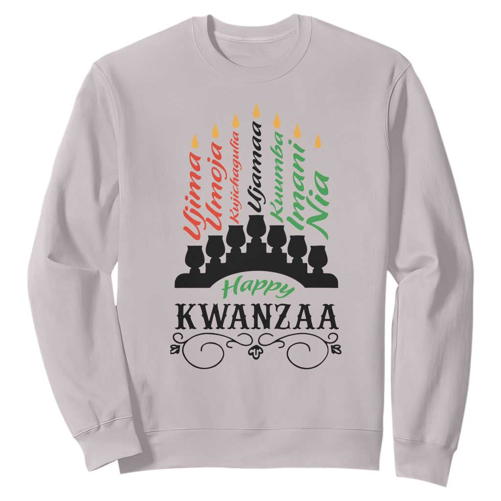 Happy Kwanzaa The 7 Principles African Nguzo Saba Kinara Candles African American Holiday Sweatshirt TS11