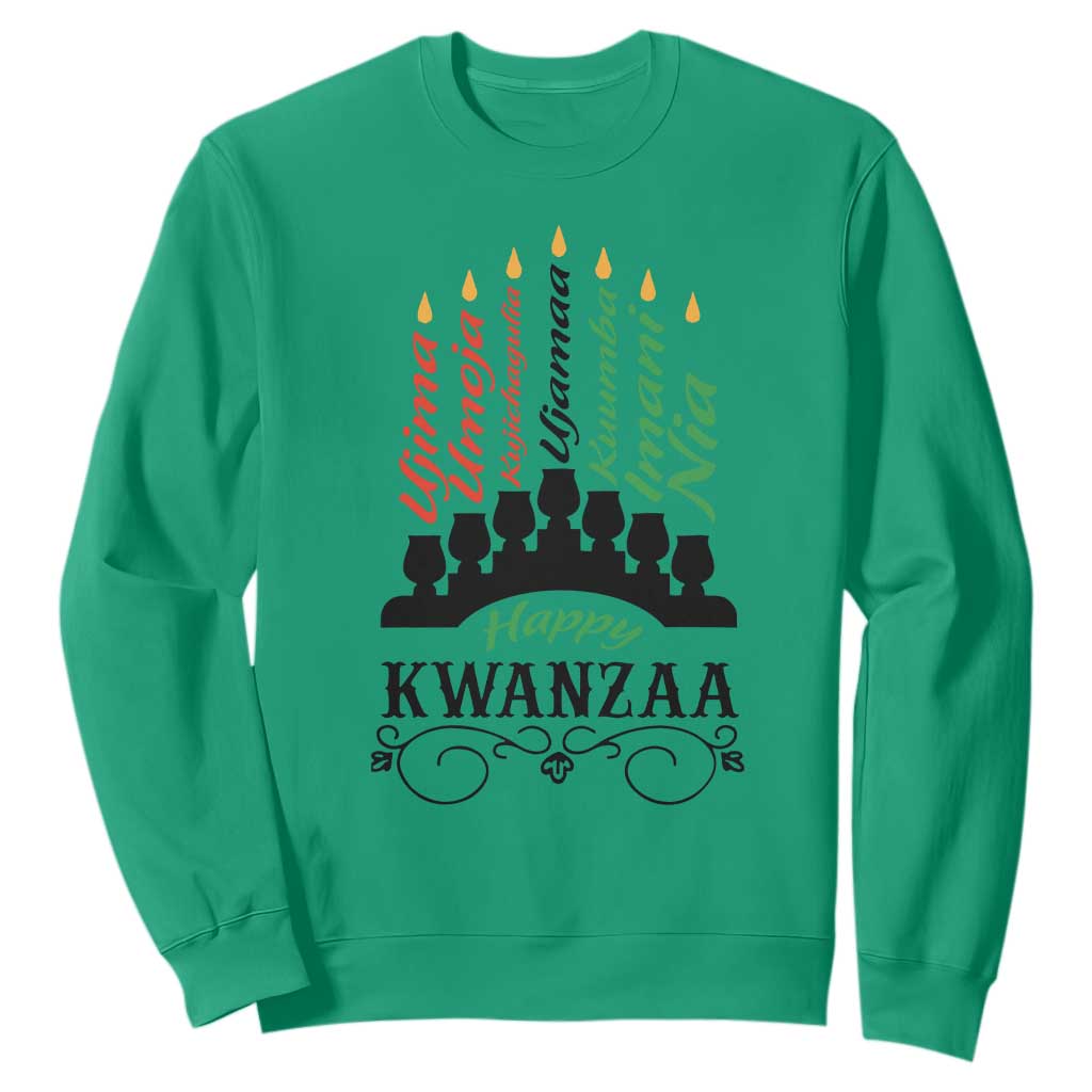 Happy Kwanzaa The 7 Principles African Nguzo Saba Kinara Candles African American Holiday Sweatshirt TS11