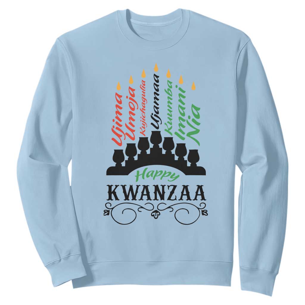 Happy Kwanzaa The 7 Principles African Nguzo Saba Kinara Candles African American Holiday Sweatshirt TS11
