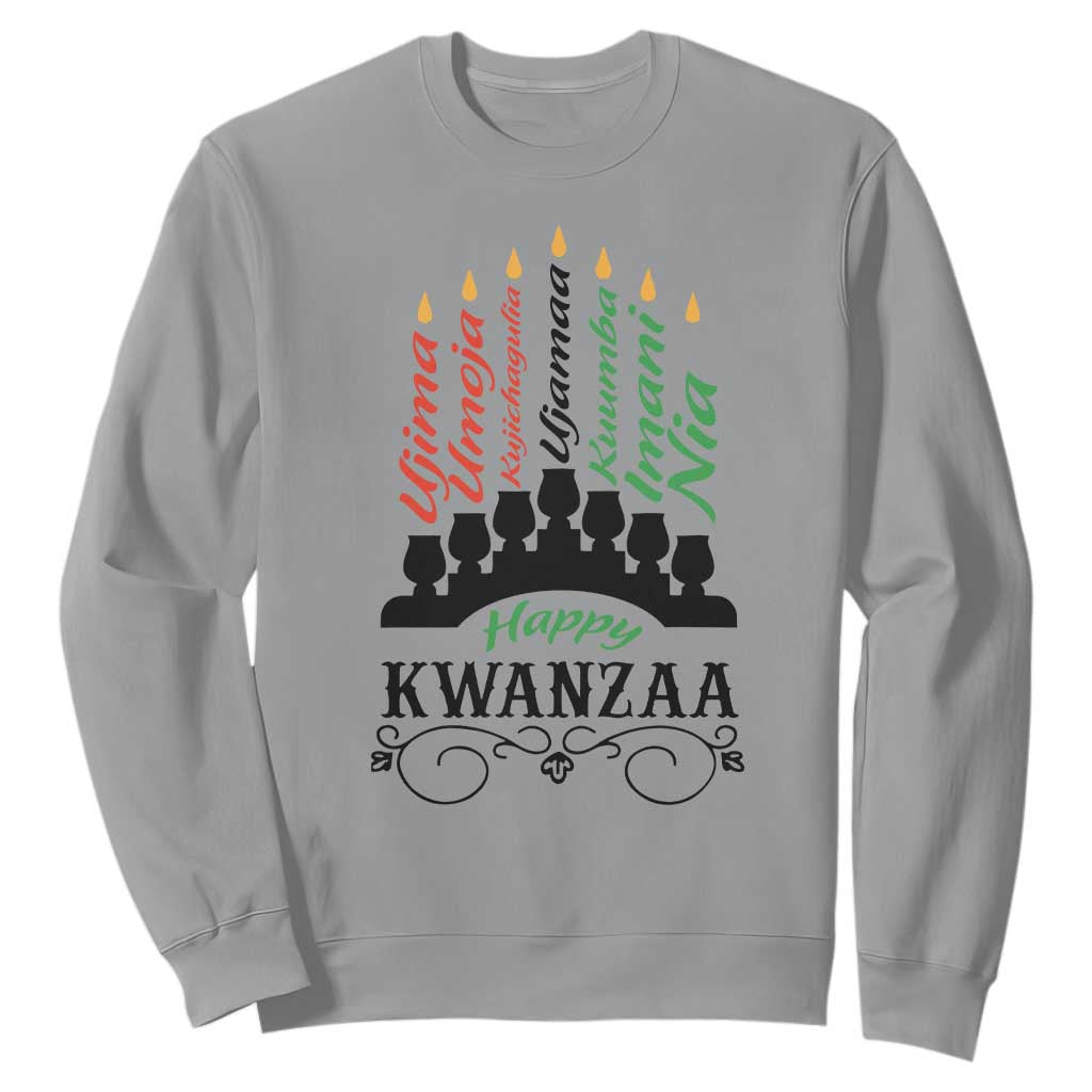 Happy Kwanzaa The 7 Principles African Nguzo Saba Kinara Candles African American Holiday Sweatshirt TS11
