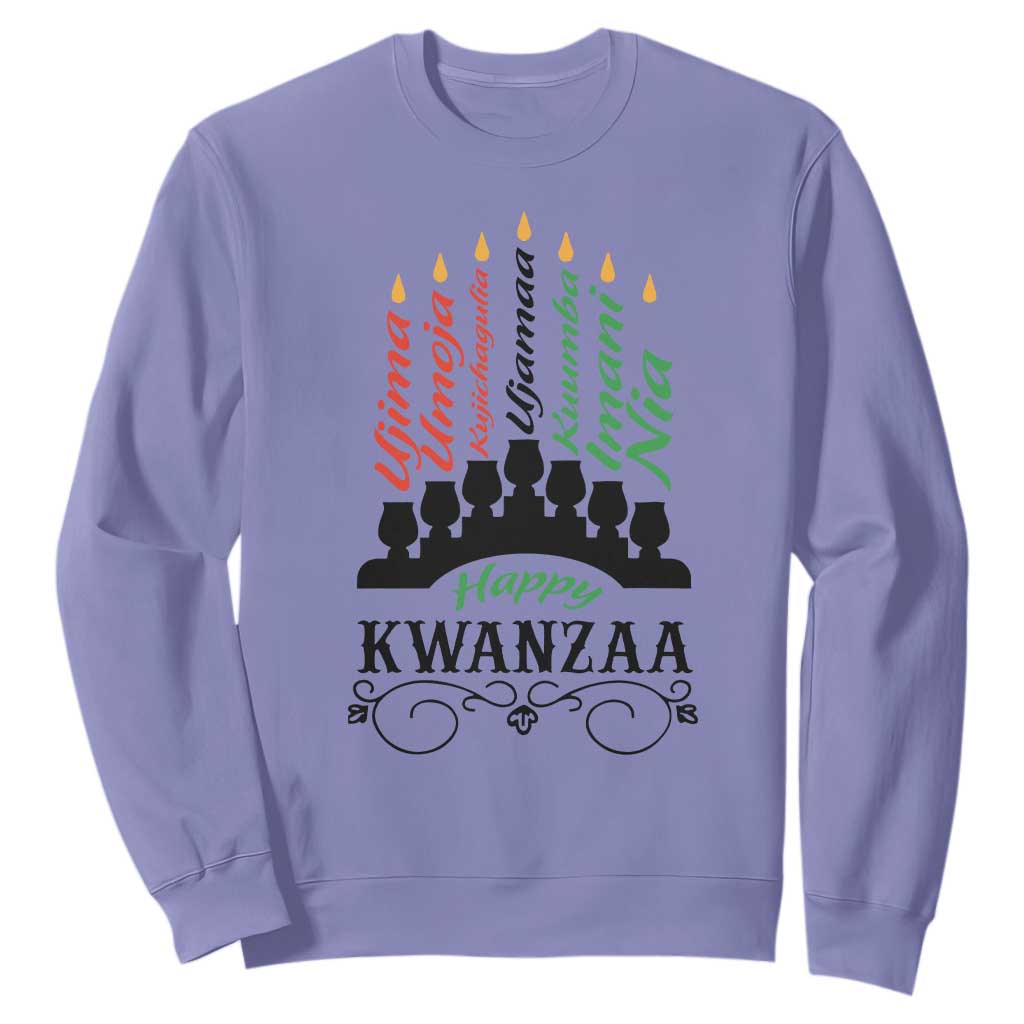 Happy Kwanzaa The 7 Principles African Nguzo Saba Kinara Candles African American Holiday Sweatshirt TS11