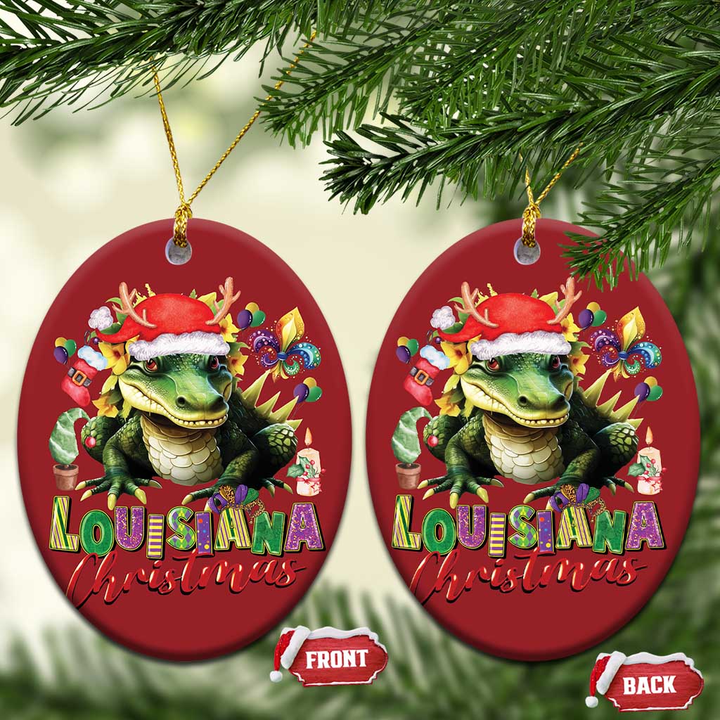 Funny Cajun Louisiana Christmas Santa's Alligator Christmas Ornament TS11