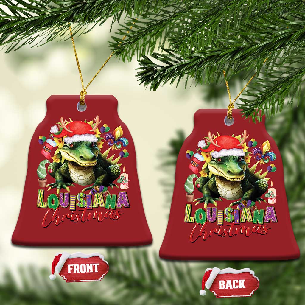 Funny Cajun Louisiana Christmas Santa's Alligator Christmas Ornament TS11