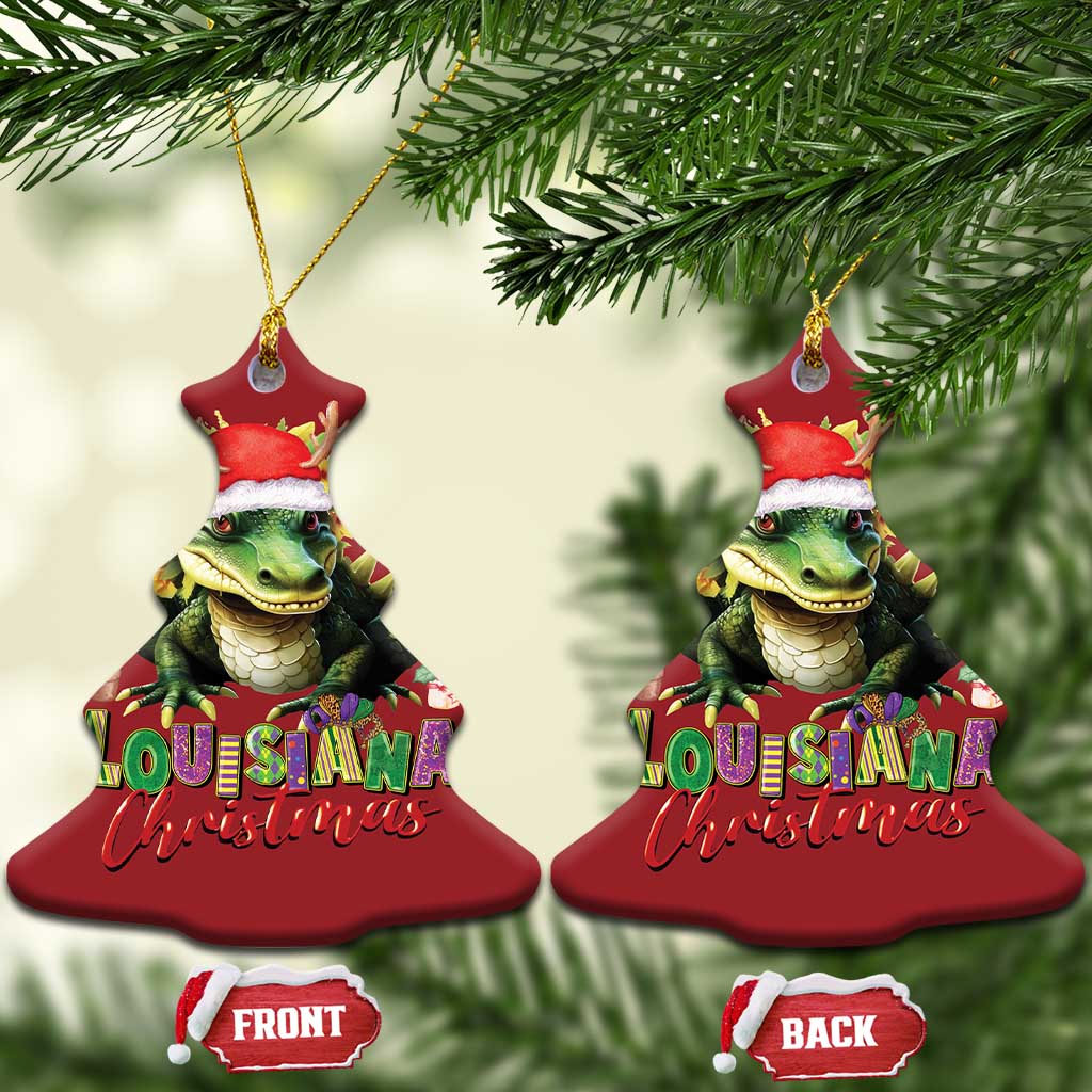 Funny Cajun Louisiana Christmas Santa's Alligator Christmas Ornament TS11