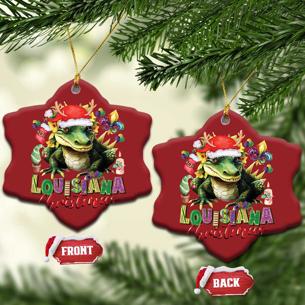 Funny Cajun Louisiana Christmas Santa's Alligator Christmas Ornament TS11