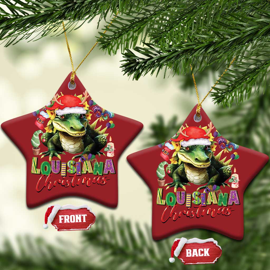 Funny Cajun Louisiana Christmas Santa's Alligator Christmas Ornament TS11