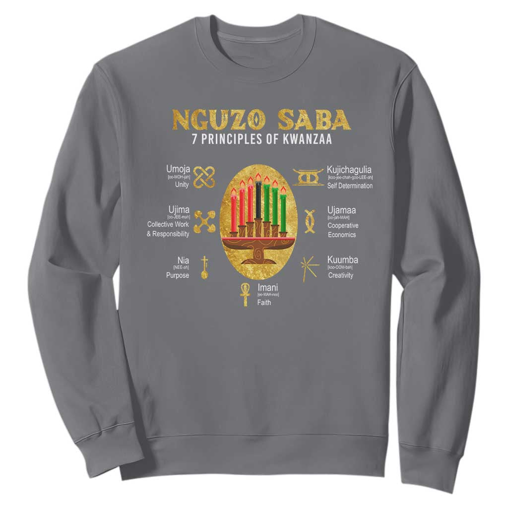 Nguzo Saba Symbols The 7 Principles Of Kwanzaa Kinara Candles African Holiday Sweatshirt TS11