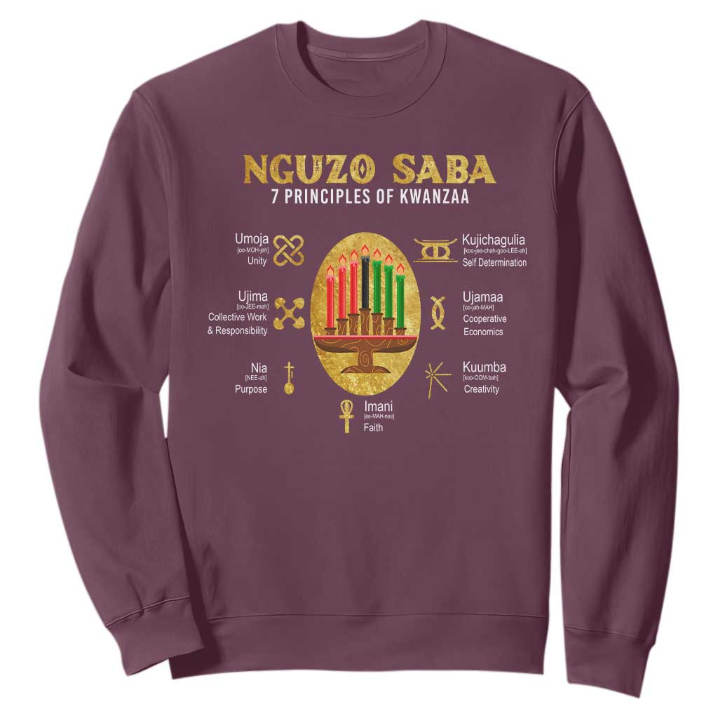 Nguzo Saba Symbols The 7 Principles Of Kwanzaa Kinara Candles African Holiday Sweatshirt TS11