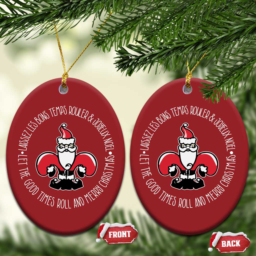 Funny Cajun Louisiana Xmas Christmas Ornament Laissez Les Bons Temps Rouler & Joyeux Merry Xmas Santa Saint Symbol TS11