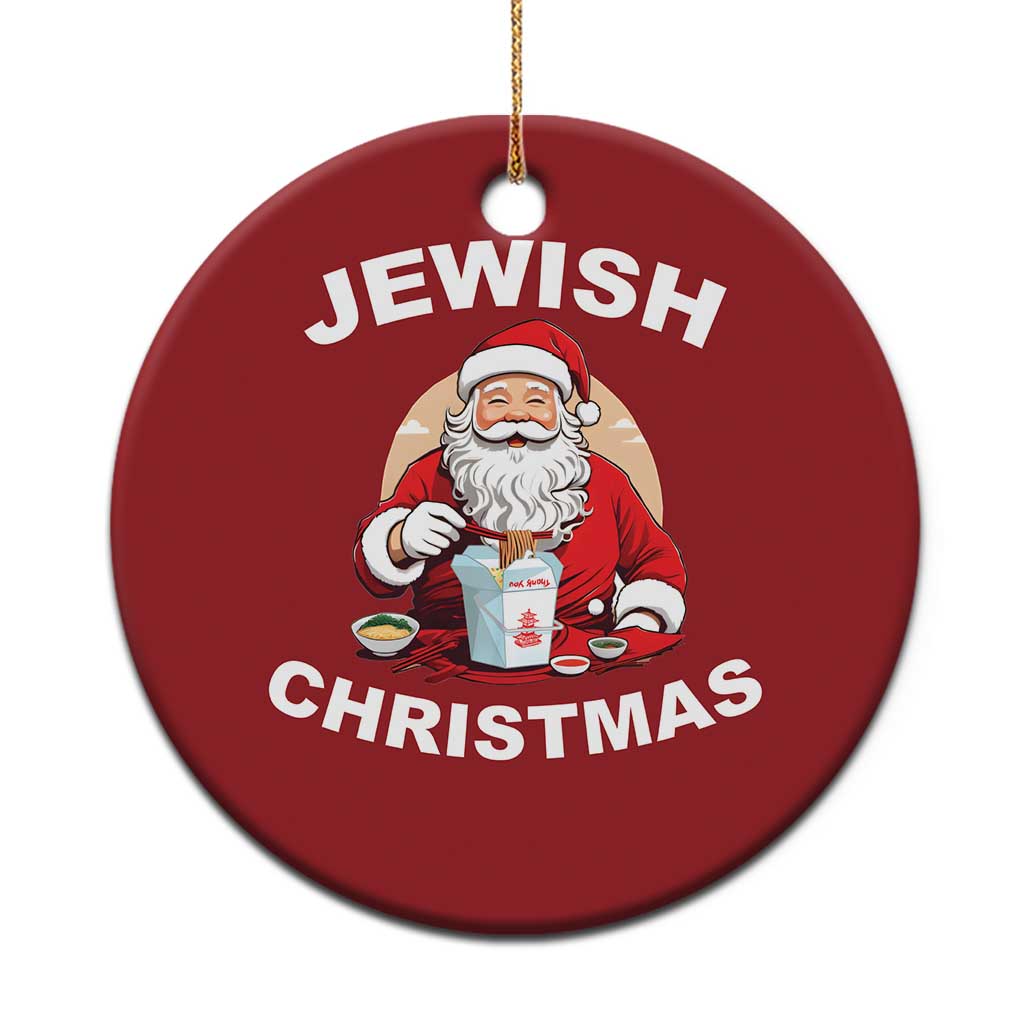 Funny Jewish Xmas Christmas Ornament Santa Is Eating Chinese Food Hanukkah Hebrew TS11