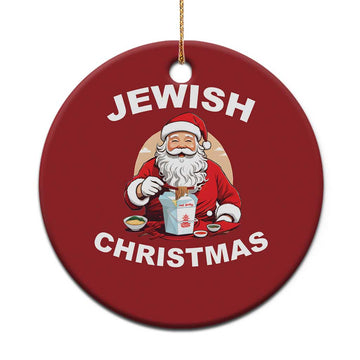 Funny Jewish Xmas Christmas Ornament Santa Is Eating Chinese Food Hanukkah Hebrew TS11