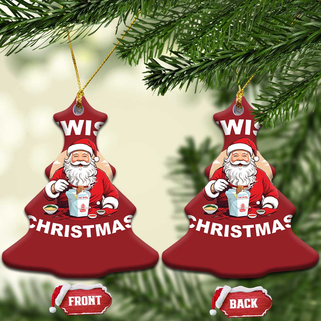 Funny Jewish Xmas Christmas Ornament Santa Is Eating Chinese Food Hanukkah Hebrew TS11