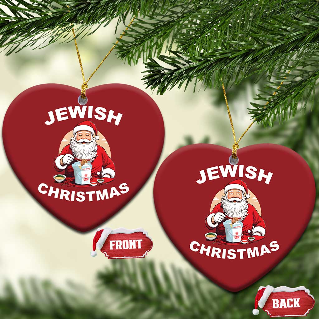 Funny Jewish Xmas Christmas Ornament Santa Is Eating Chinese Food Hanukkah Hebrew TS11