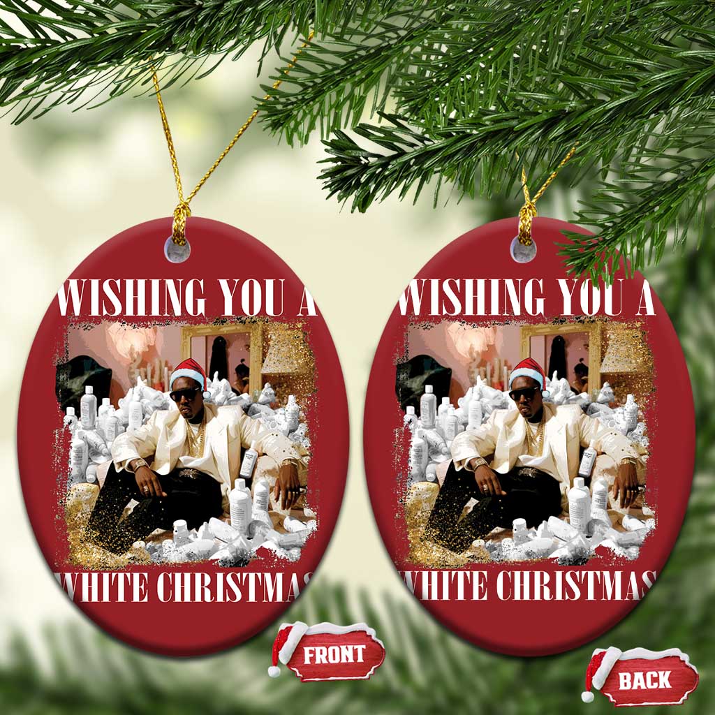 Funny Dirty Santa Diddy Xmas Christmas Ornament Wishing You A White Xmas Santa Hat TS11