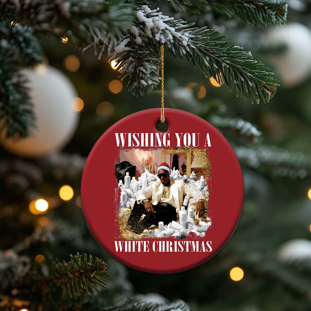 Funny Dirty Santa Diddy Xmas Christmas Ornament Wishing You A White Xmas Santa Hat TS11