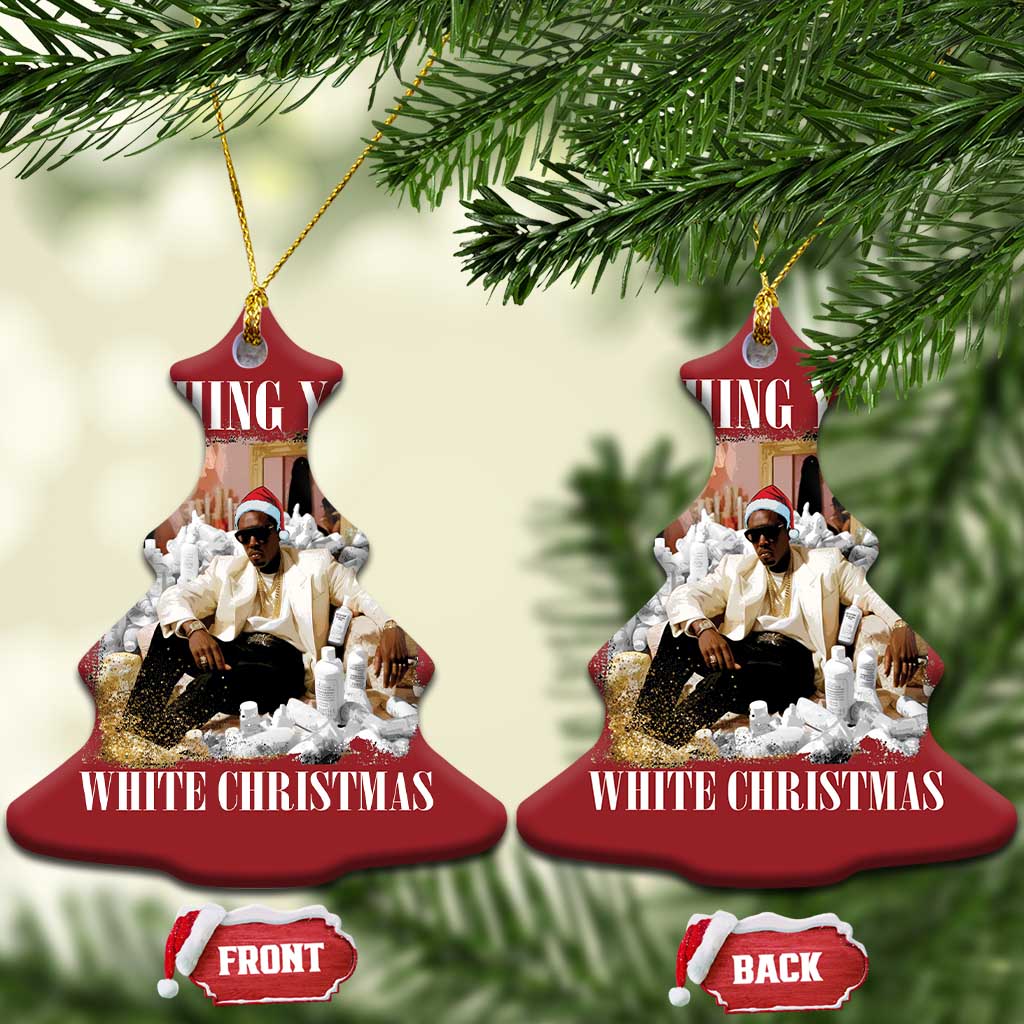 Funny Dirty Santa Diddy Xmas Christmas Ornament Wishing You A White Xmas Santa Hat TS11