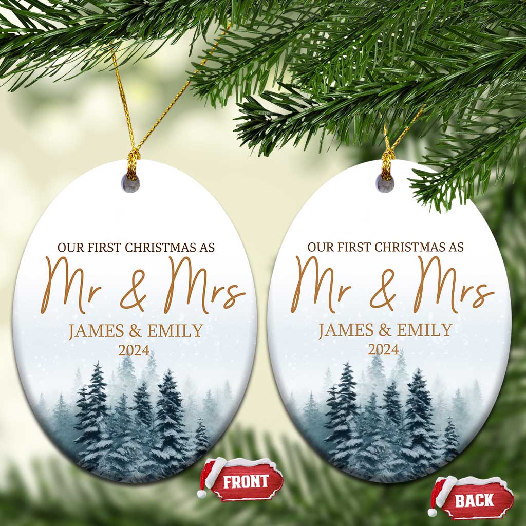 Personalized First Christmas As Mr & Mrs Christmas Ornament Custom Name Couple 2024 TS11