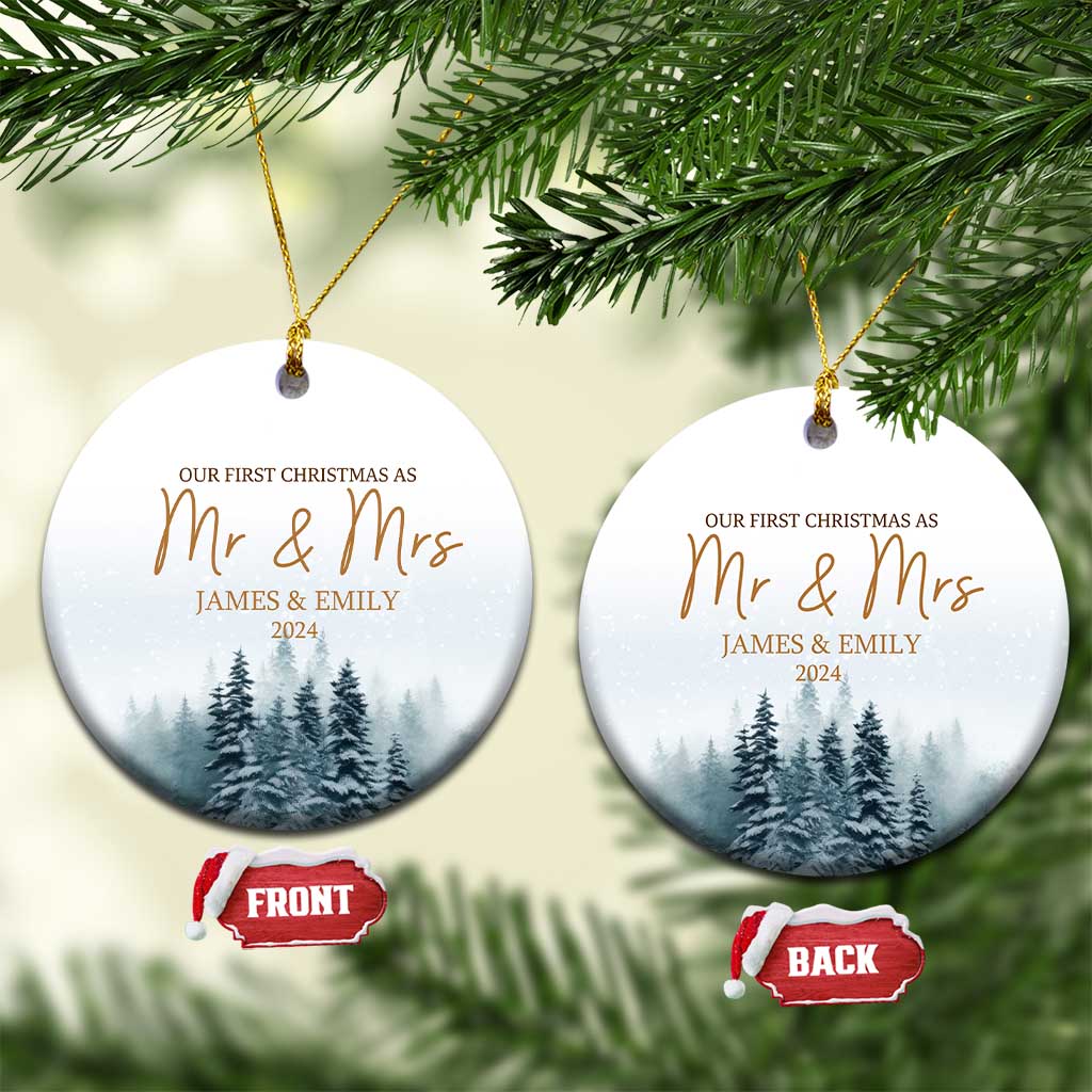 Personalized First Christmas As Mr & Mrs Christmas Ornament Custom Name Couple 2024 TS11