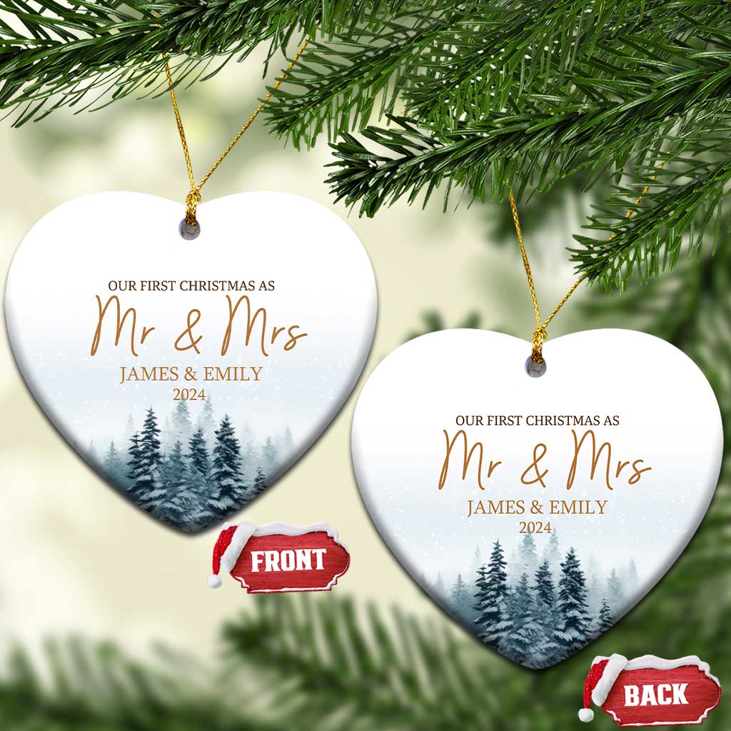 Personalized First Christmas As Mr & Mrs Christmas Ornament Custom Name Couple 2024 TS11