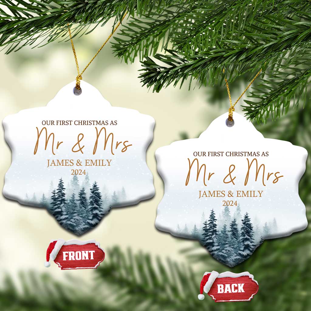 Personalized First Christmas As Mr & Mrs Christmas Ornament Custom Name Couple 2024 TS11