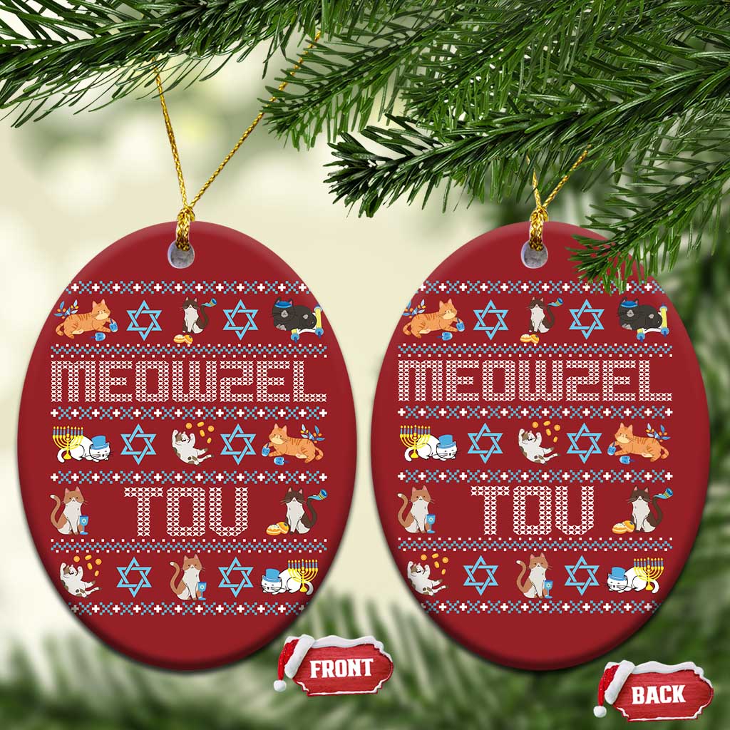 Funny Hanukkah Cats Christmas Ornament Meowzel Tov Chanukah Menorah David Stars TS11