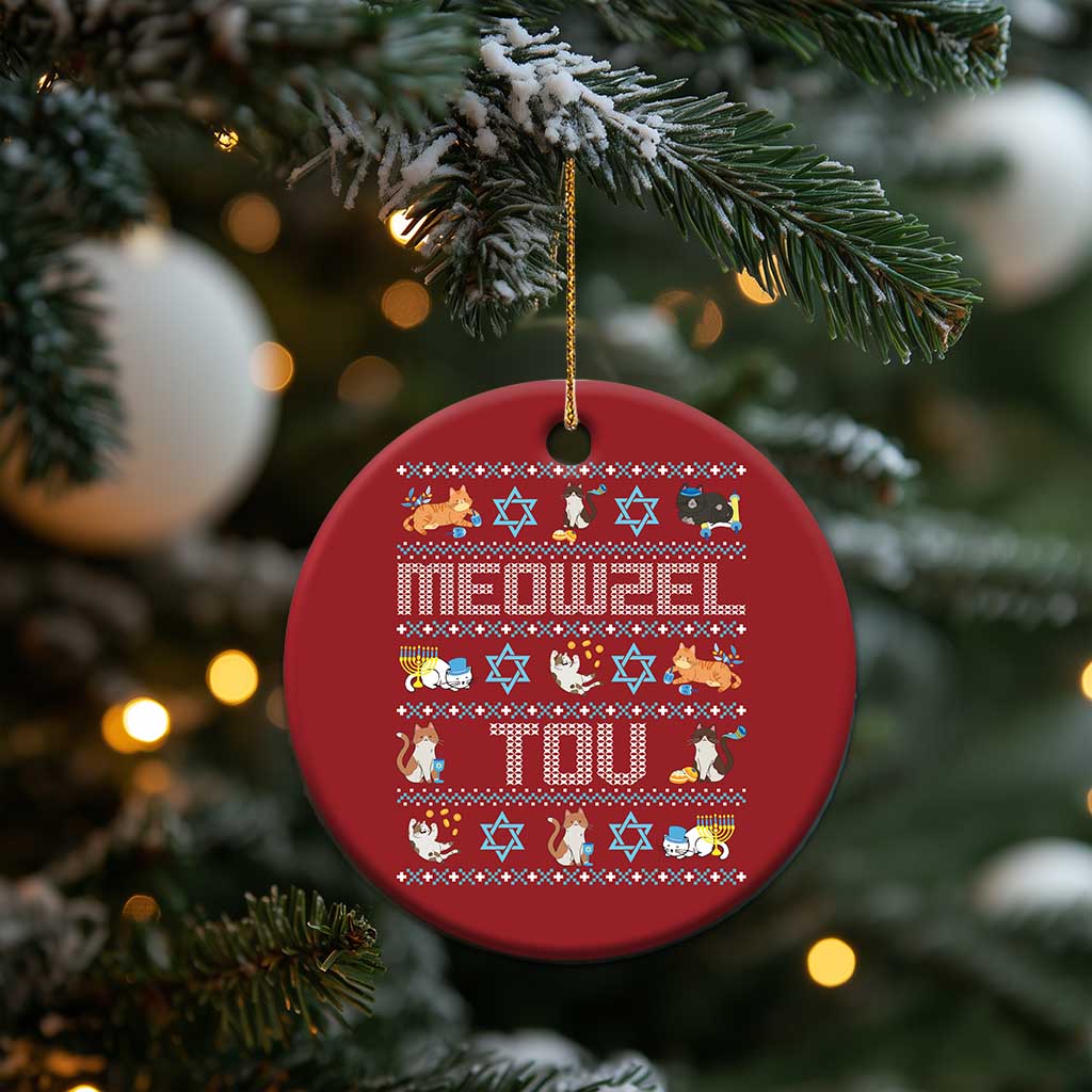 Funny Hanukkah Cats Christmas Ornament Meowzel Tov Chanukah Menorah David Stars TS11