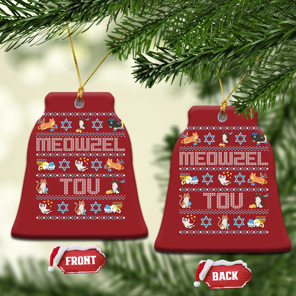 Funny Hanukkah Cats Christmas Ornament Meowzel Tov Chanukah Menorah David Stars TS11