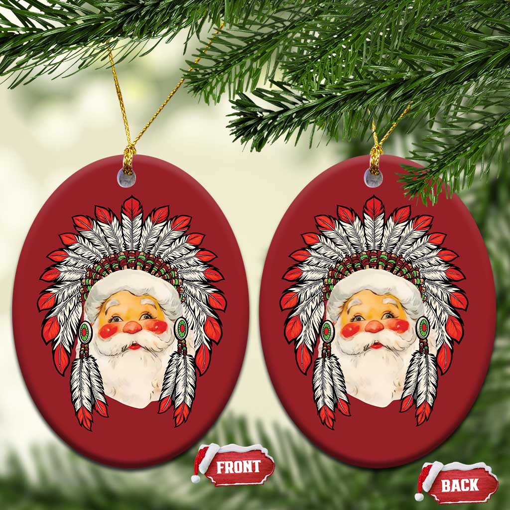 Funny Xmas Native American Indian Santa War Bonnet Christmas Ornament TS11