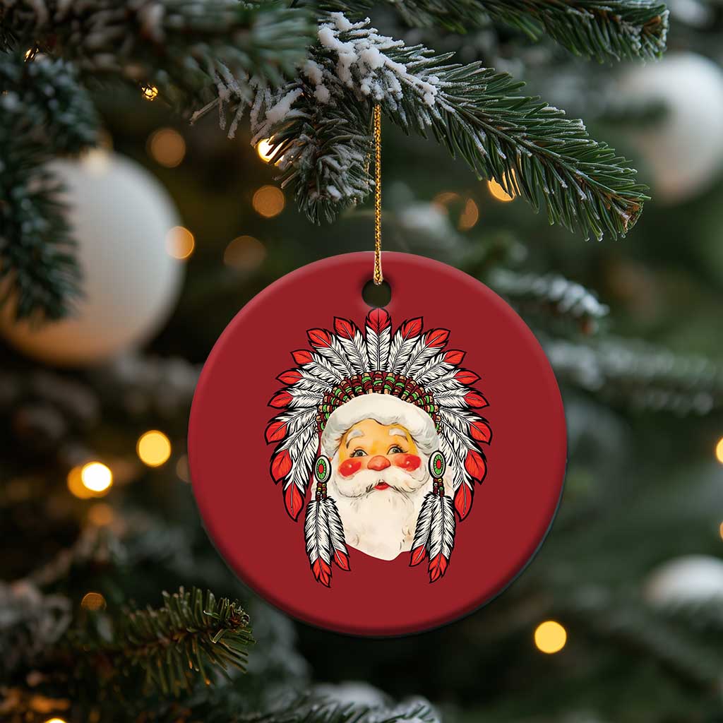 Funny Xmas Native American Indian Santa War Bonnet Christmas Ornament TS11