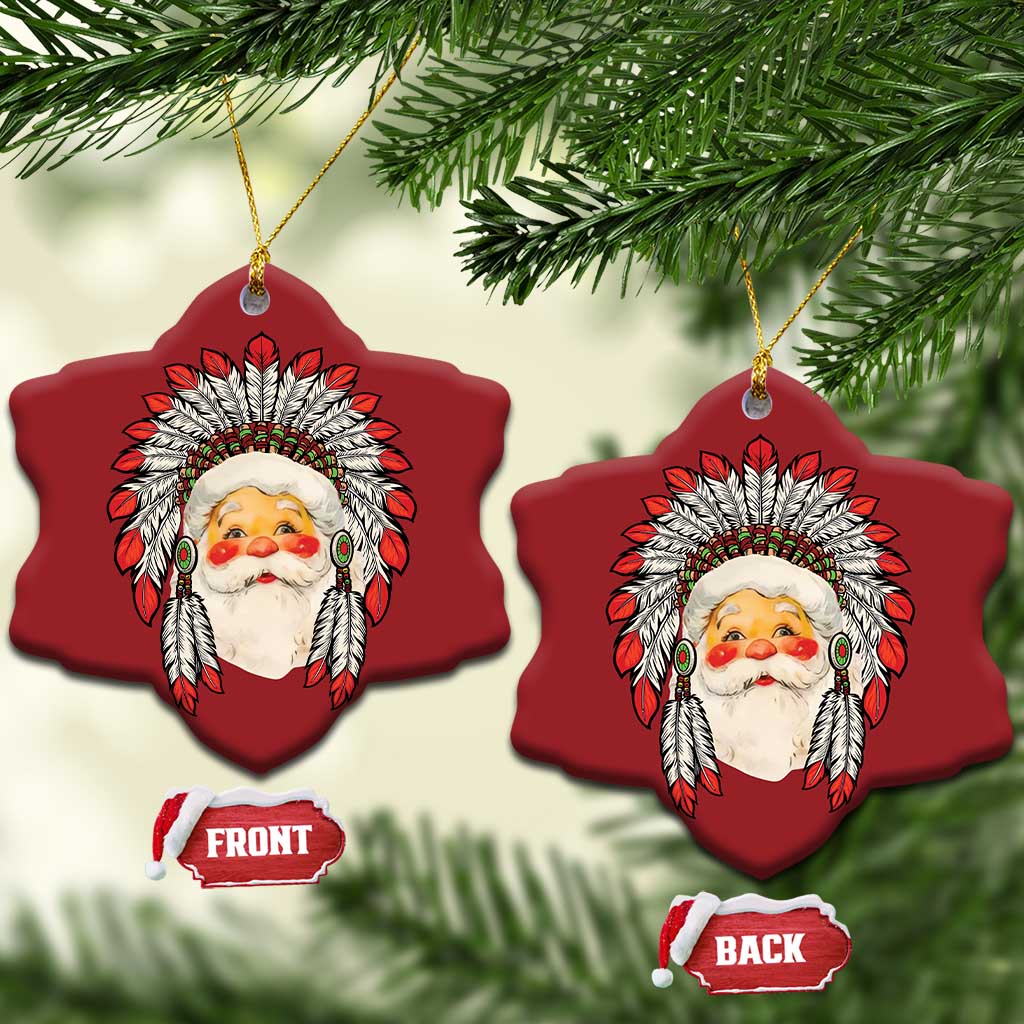 Funny Xmas Native American Indian Santa War Bonnet Christmas Ornament TS11