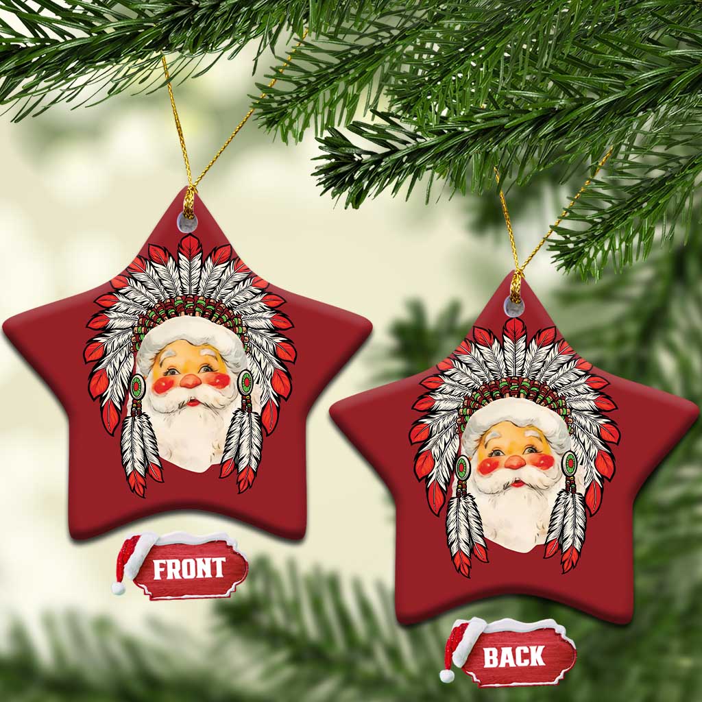 Funny Xmas Native American Indian Santa War Bonnet Christmas Ornament TS11