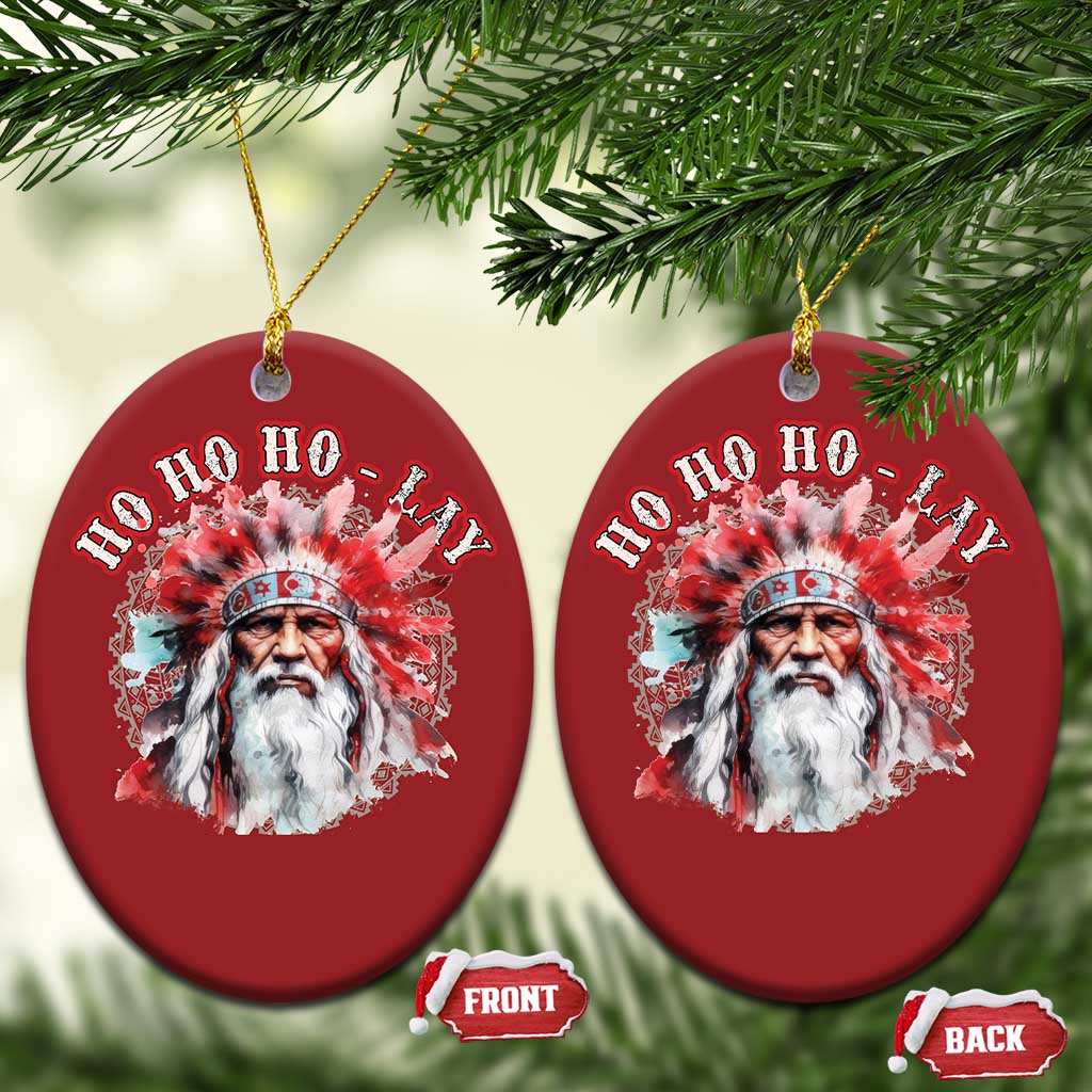 Funny Christmas Native American Christmas Ornament Ho Ho Lay War Bonnet Santa Indian Tribes TS11