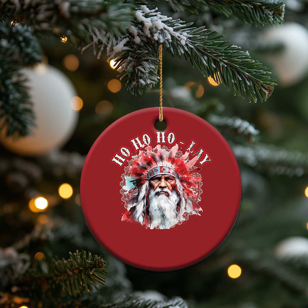 Funny Christmas Native American Christmas Ornament Ho Ho Lay War Bonnet Santa Indian Tribes TS11