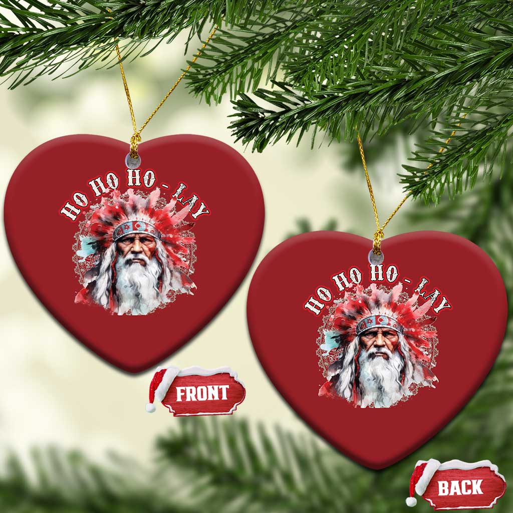 Funny Christmas Native American Christmas Ornament Ho Ho Lay War Bonnet Santa Indian Tribes TS11