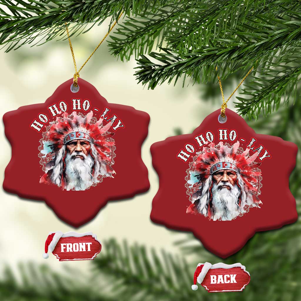 Funny Christmas Native American Christmas Ornament Ho Ho Lay War Bonnet Santa Indian Tribes TS11