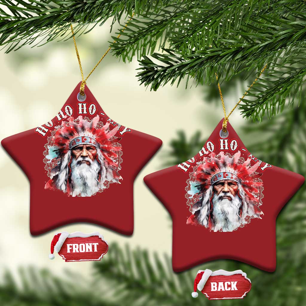 Funny Christmas Native American Christmas Ornament Ho Ho Lay War Bonnet Santa Indian Tribes TS11