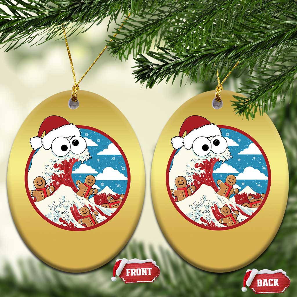Funny Christmas Christmas Ornament Santa Tsunami Is Eating Ginger Bread Xmas TS11