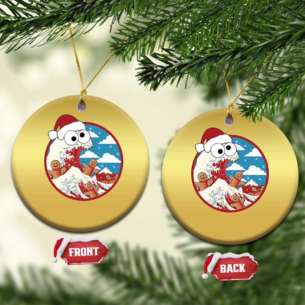 Funny Christmas Christmas Ornament Santa Tsunami Is Eating Ginger Bread Xmas TS11