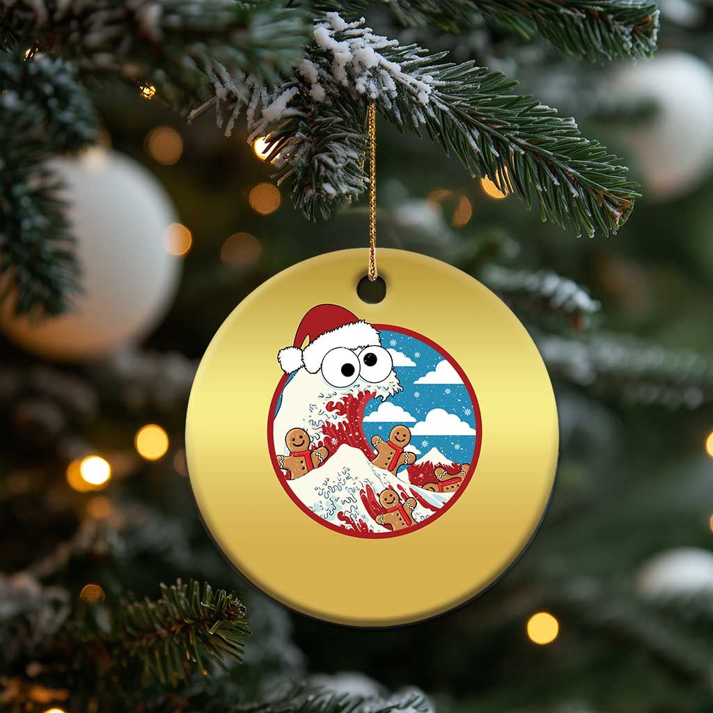 Funny Christmas Christmas Ornament Santa Tsunami Is Eating Ginger Bread Xmas TS11