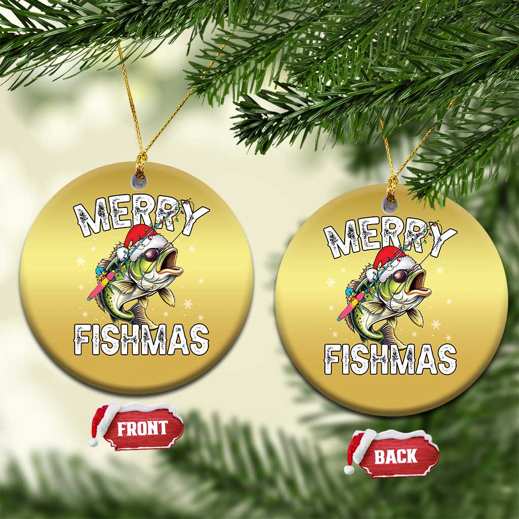 Funny Xmas Fishing Christmas Ornament Merry Fishmas Bass Fish Rod TS11