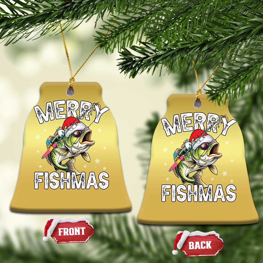 Funny Xmas Fishing Christmas Ornament Merry Fishmas Bass Fish Rod TS11