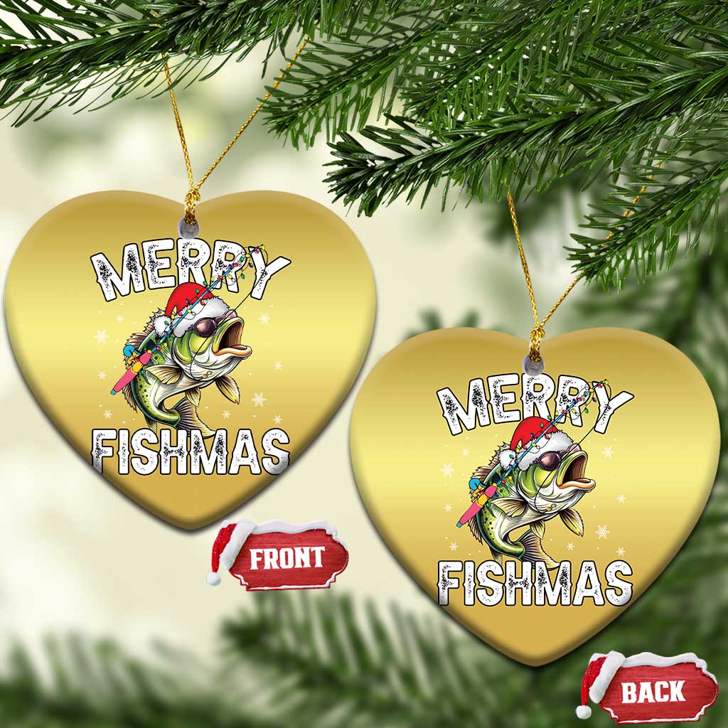 Funny Xmas Fishing Christmas Ornament Merry Fishmas Bass Fish Rod TS11