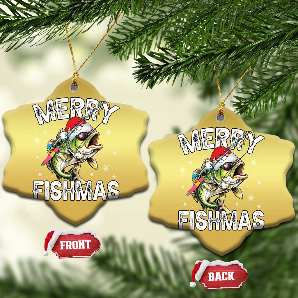 Funny Xmas Fishing Christmas Ornament Merry Fishmas Bass Fish Rod TS11