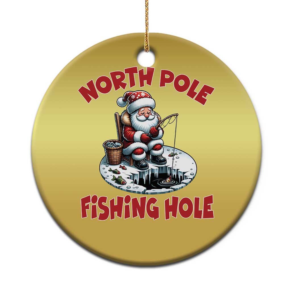 Funny Xmas Fishing Christmas Ornament North Pole Fishing Hole Cute Santa TS11