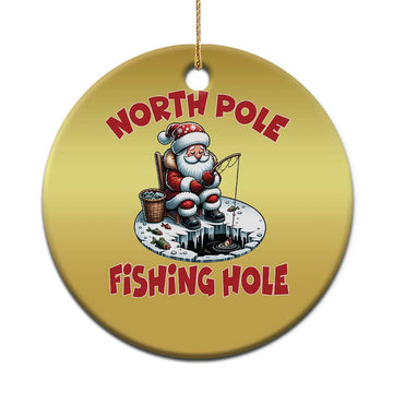Funny Xmas Fishing Christmas Ornament North Pole Fishing Hole Cute Santa TS11