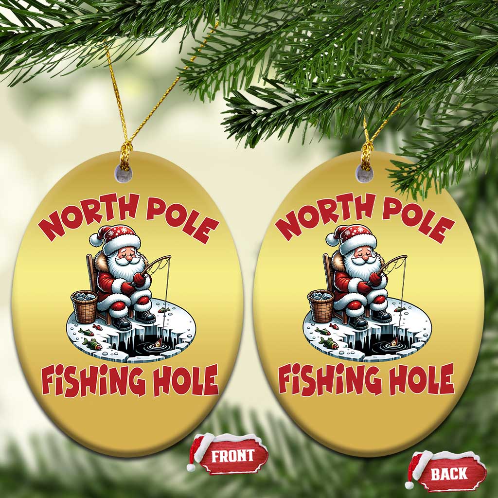 Funny Xmas Fishing Christmas Ornament North Pole Fishing Hole Cute Santa TS11