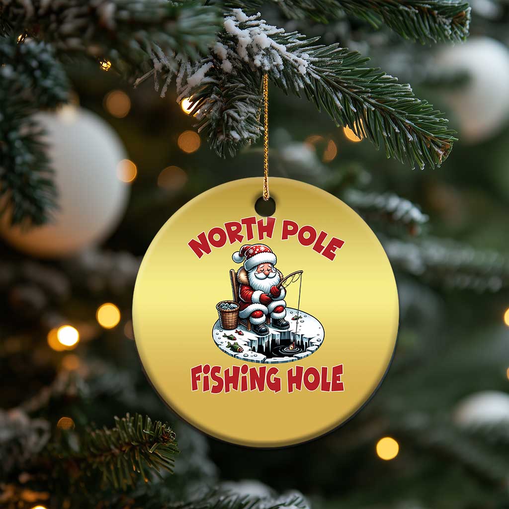 Funny Xmas Fishing Christmas Ornament North Pole Fishing Hole Cute Santa TS11